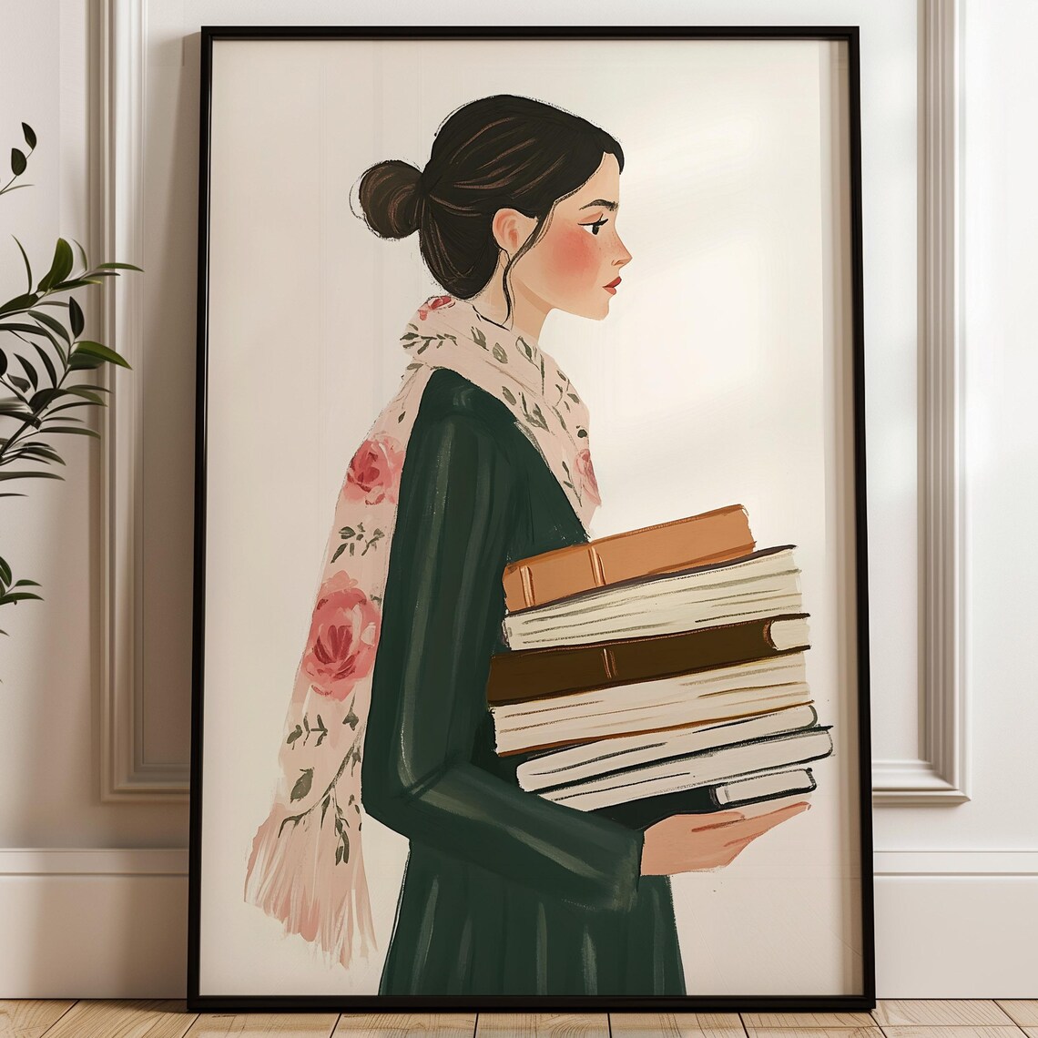 Book Lover Wall Art, Cozy Vintage Library Poster
