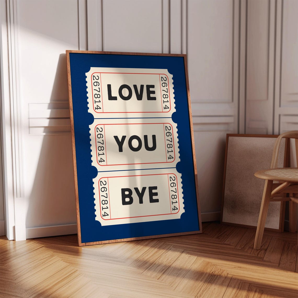 Love You Bye Retro Ticket Stub Trio Navy Blue Hallway Poster - Image 6