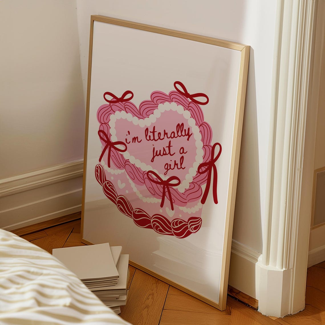 Literally Just A Girl Heart Cake Art, Coquette Decor - Image 5