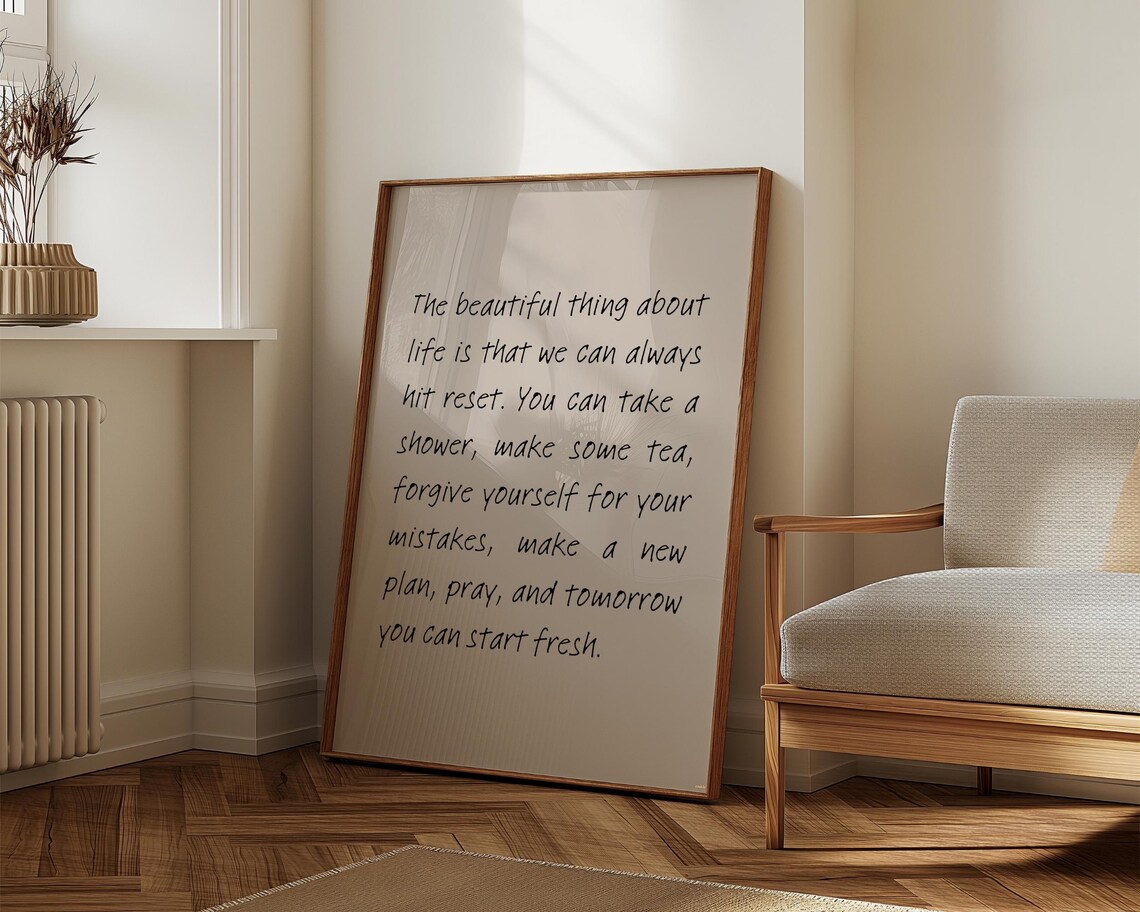 Hit Reset Beautiful Thing About Life Inspirational Handwritten Quote Poster - Image 8