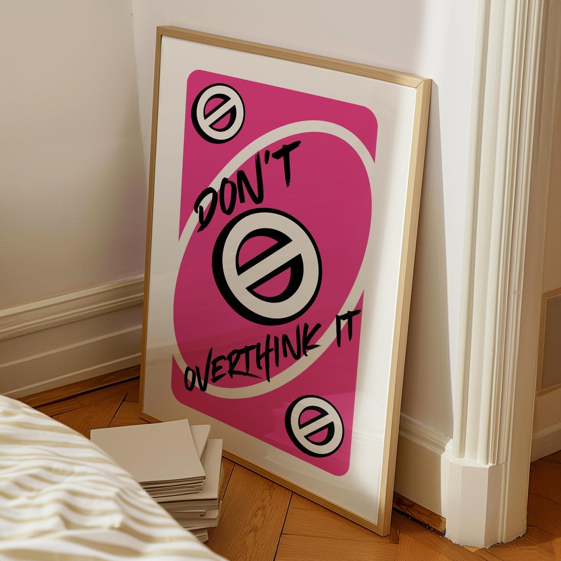 Dont Overthink It Pink Playing Card Style Positive Mindset Poster - Image 4