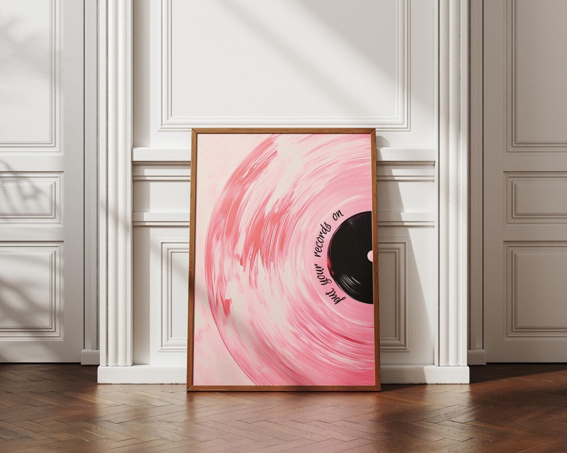 Pink Vinyl Record Retro Maximalist Eclectic Art Print - Image 4