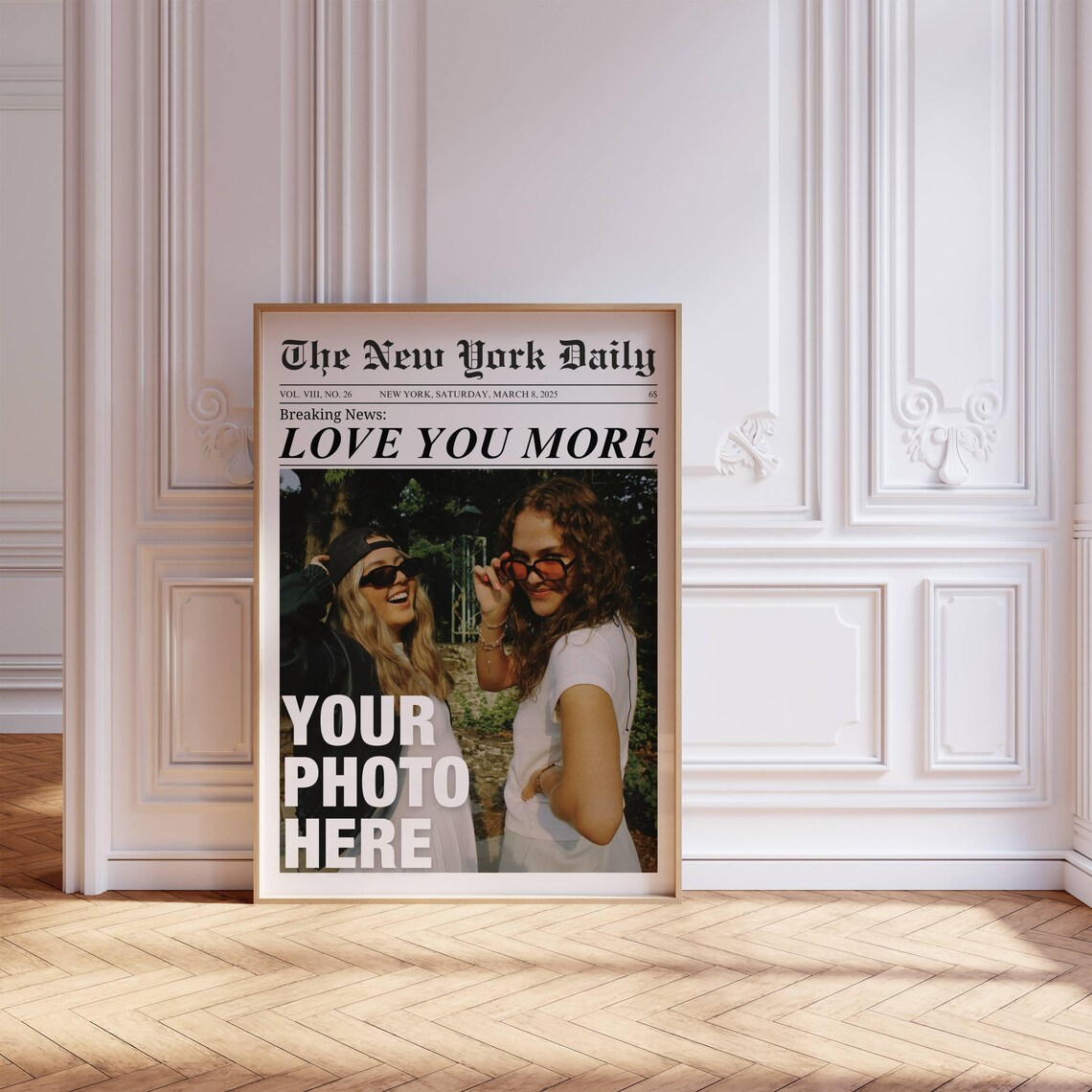 Custom Couple Photo Love You More Sweet New York Daily Poster - Image 4