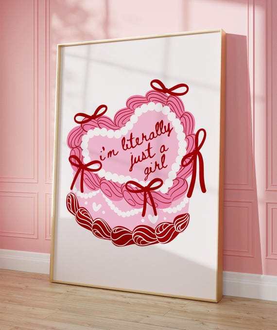 Literally Just A Girl Heart Cake Art, Coquette Decor