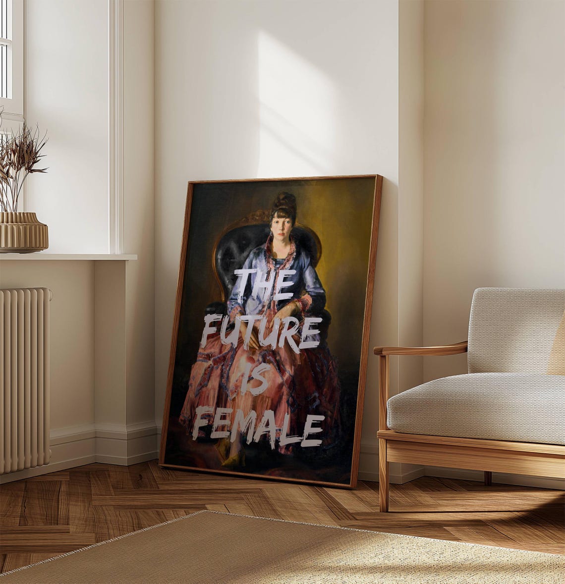 The Future Is Female Graffiti Seated Lady Portrait Quote Poster - Image 5