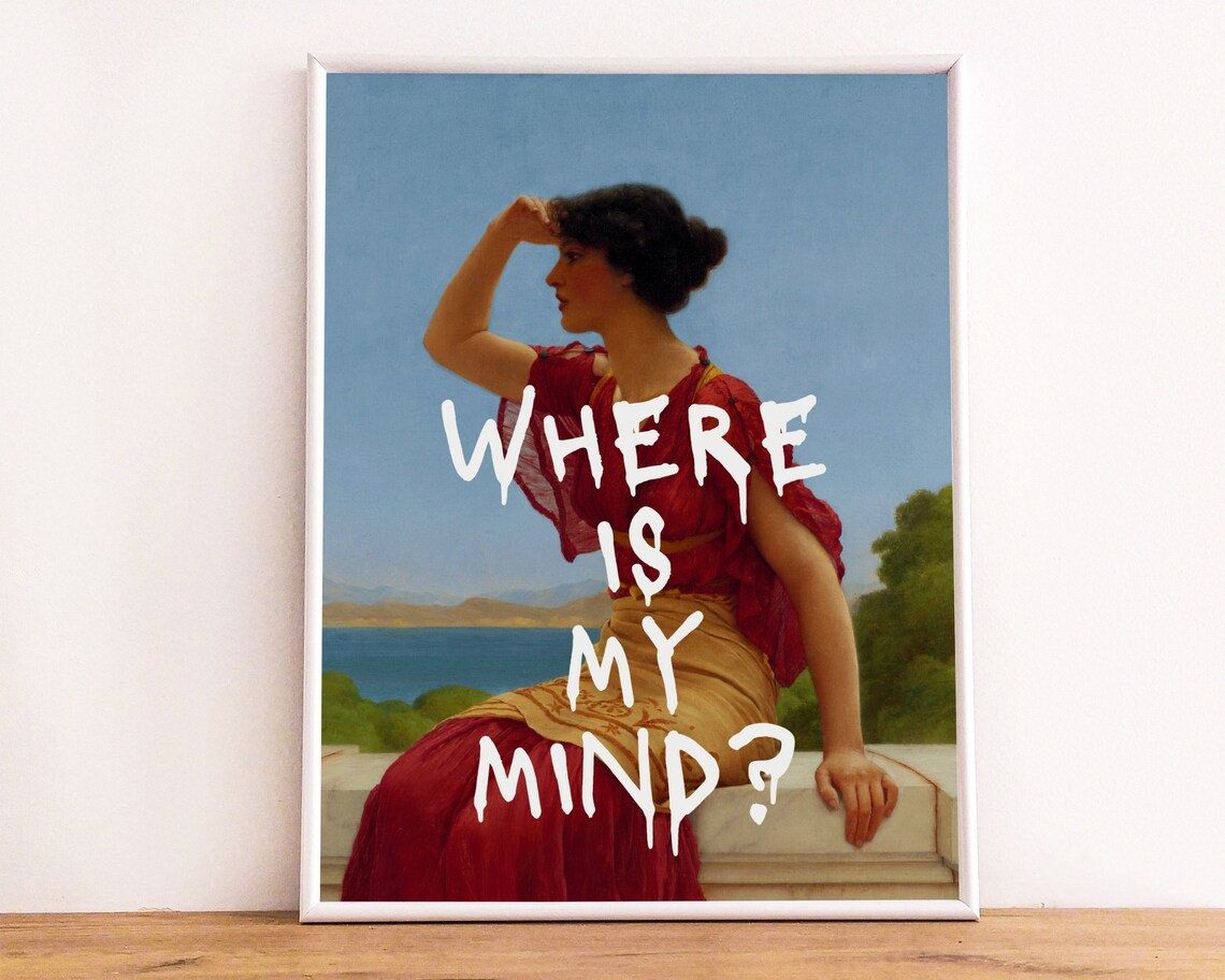 Where Is My Mind Woman By The Sea Classical Art Quote Poster - Image 3