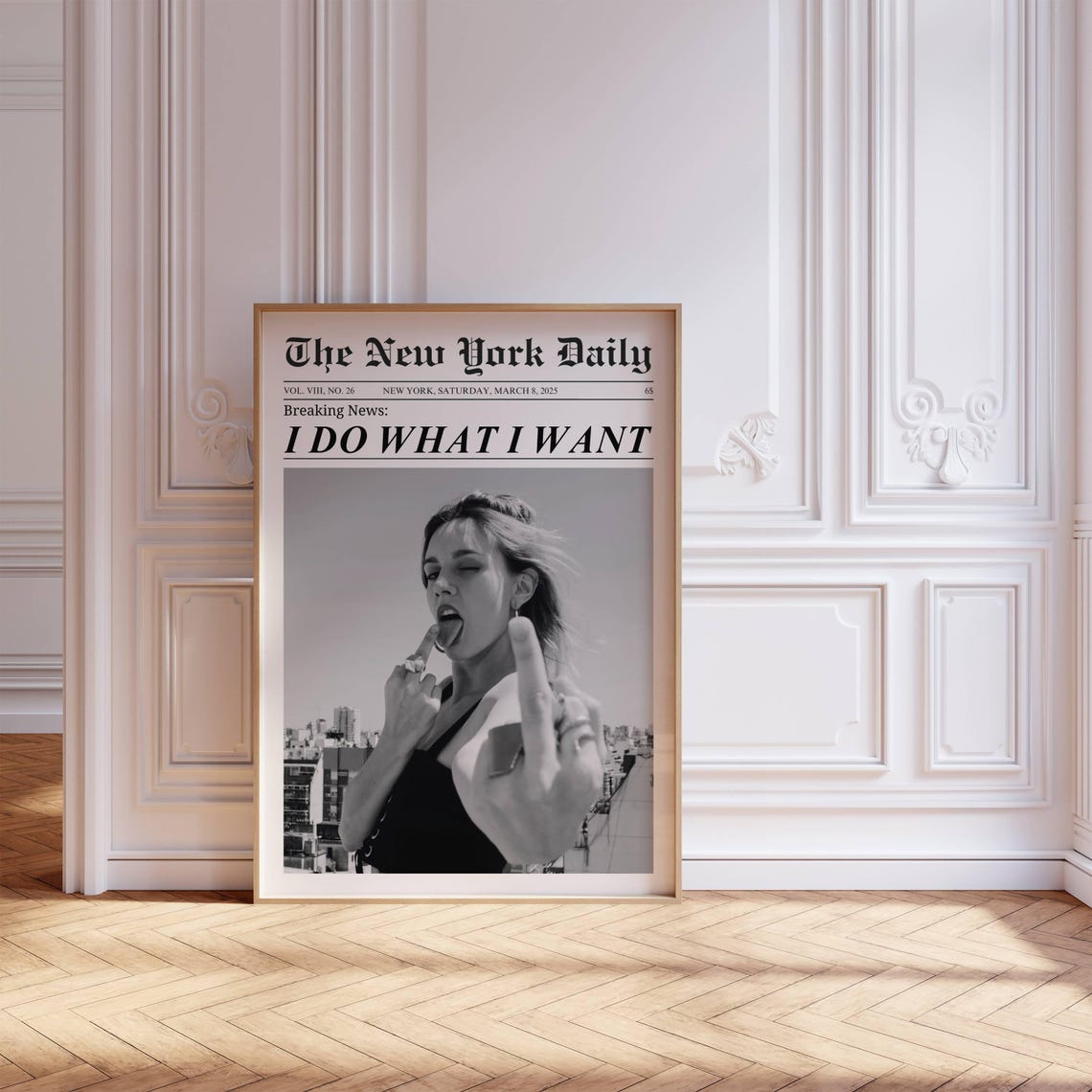 I Do What I Want Wall Art Trendy Newspaper Print Girl Dorm Room Art Feminist Print Girl Power Art Black And White Print Prints - Image 8