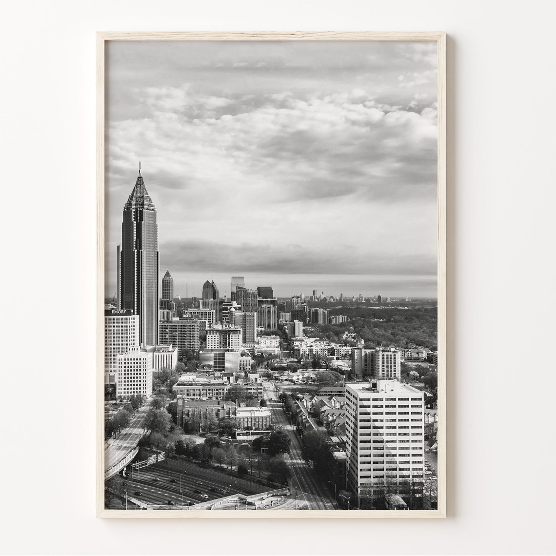 Atlanta Black And White Print Downtown Atlanta Wall Art Atlanta Poster Georgia Photo Usa Cityscape Decor North America C19 182
