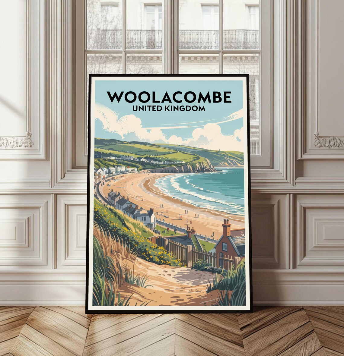 Woolacombe Poster Travel England Print Wall Art Cityscape Uk Vacation Gift