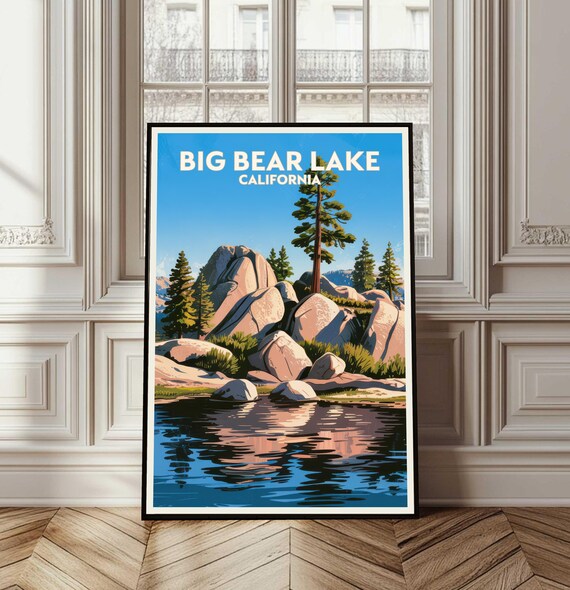 Big Bear Lake Poster Travel Wall Art City Gift Print Nature