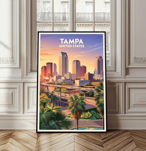 Tampa Poster United States Florida Travel Print Wall Art Cityscape Home Decor