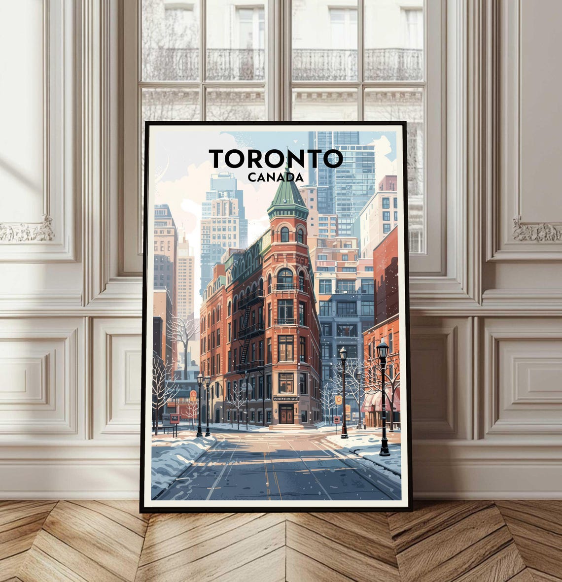 Toronto Canada Gooderham Flatiron Building Winter Travel Poster