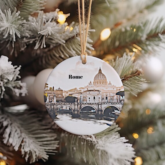 Rome Saint Peters Basilica Bridge Round Ornament Travel Poster