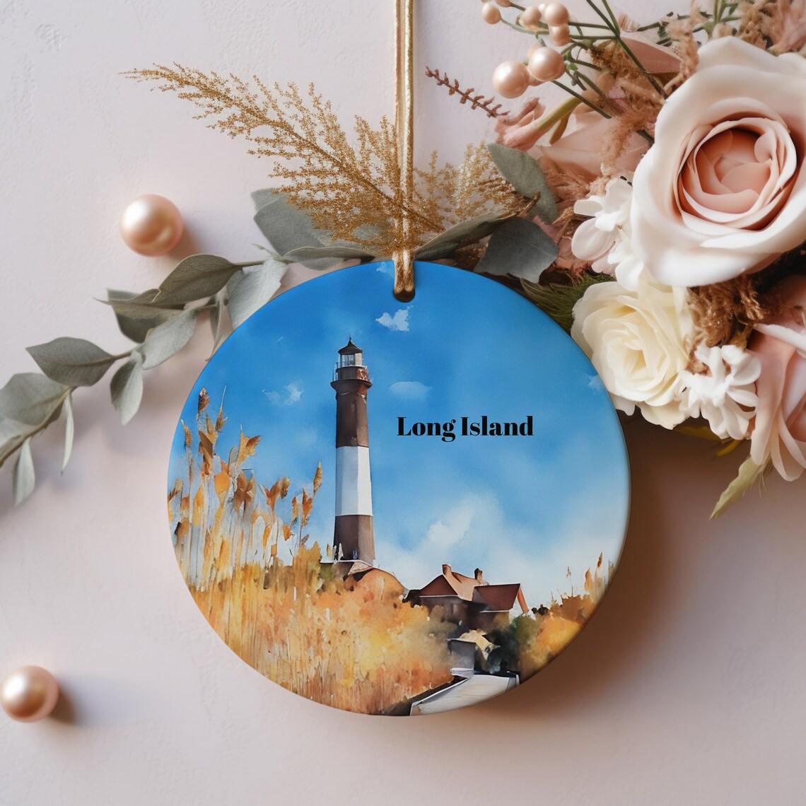 Long Island Lighthouse Christmas Ornament Travel Souvenir Gift Poster