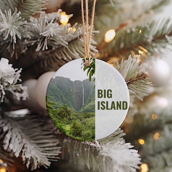 Big Island Waterfall Green Valley Christmas Ornament Art Poster