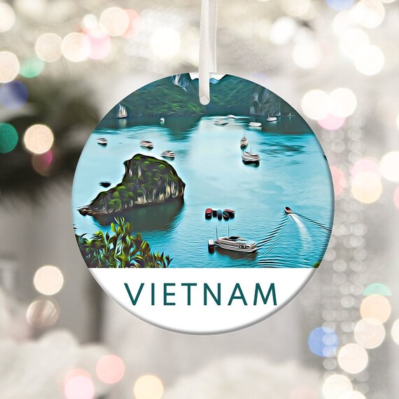 Vietnam Ha Long Bay Travel Souvenir Christmas Ornament Print
