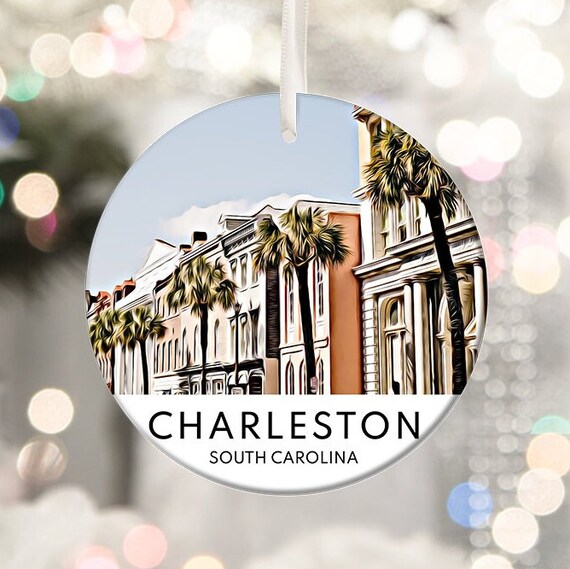 Charleston South Carolina Palmetto Holiday Christmas Ornament Print
