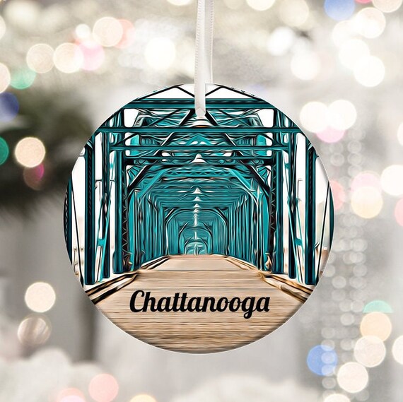 Chattanooga Tennessee Steel River Bridge Holiday Ornament Print