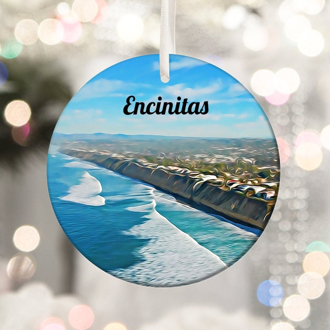 Encinitas California Coast Christmas Ornament Souvenir Poster