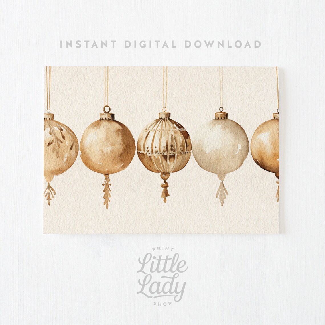 Vintage Christmas Gold Ornament Art Print - Image 4