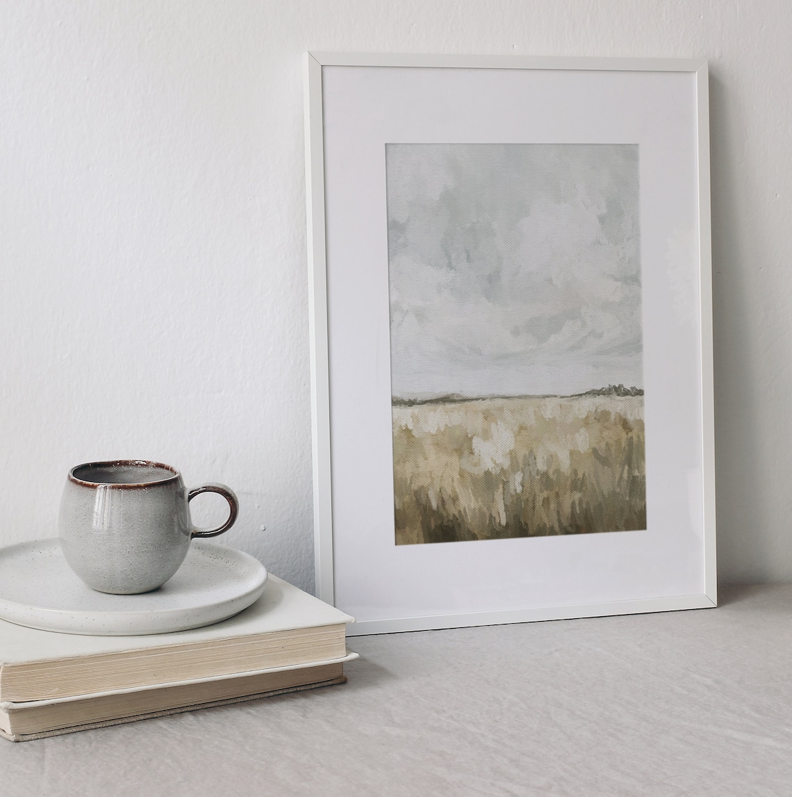 Neutral Landscape Art Print, Vintage Country Field - Image 2