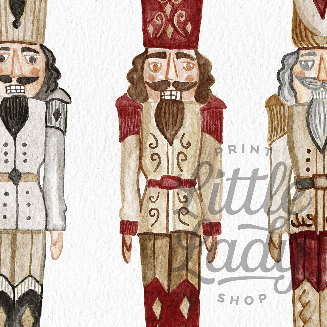 Vintage Nutcrackers Art Print, Eclectic Christmas Decor - Image 2