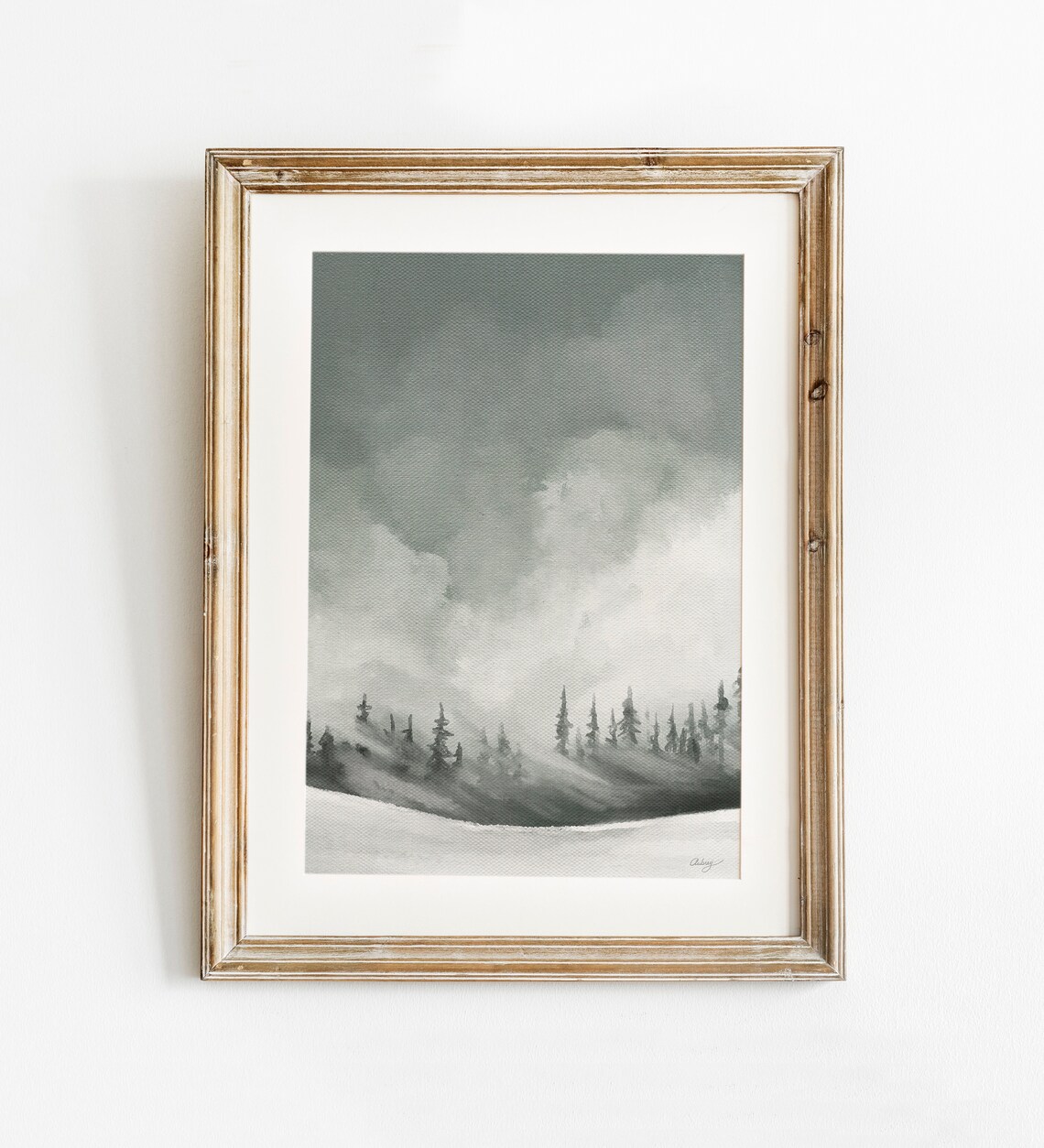 Stormy Winter Forest Landscape Art Print, Poster