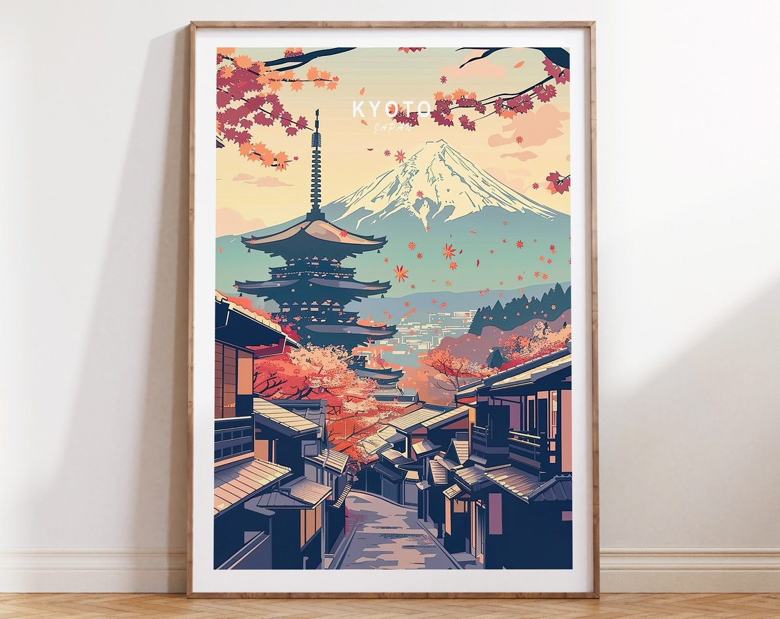 Kyoto Tokyo Poster Print Tokyo City Wall Art Japanese Fuji Poster Kyoto Tokyo Decor Personalised Gifts Wedding Gifts