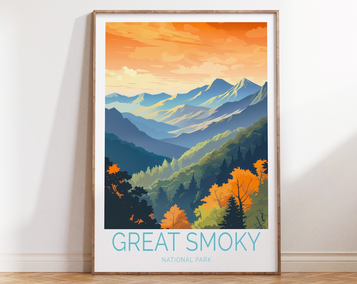 Great Smoky Mountains National Park Autumn Sunset Scenic Poster