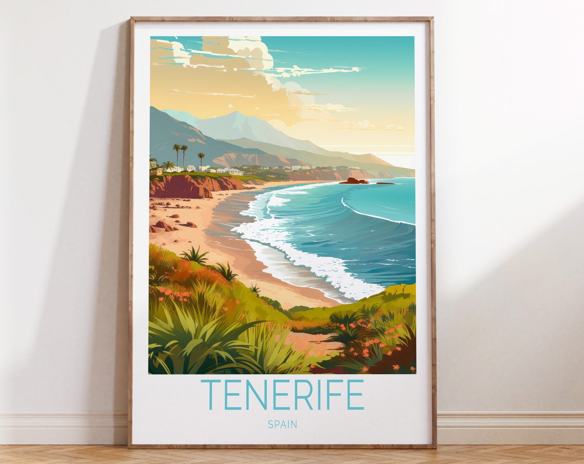 Tenerife Spain Coastal Travel Poster Tenerife Traveler Gifts Tenerife Coastal Travel Wall Art Tenerife Spain Gift Spain Coastal