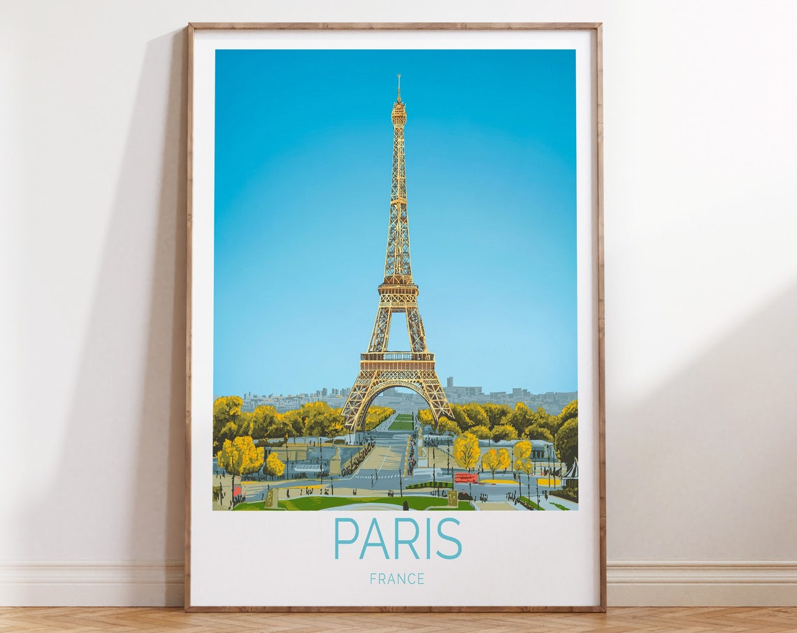 Paris France Travel Poster Paris Eiffel Tower France Poster Paris France Travel Wall Art French Paris Travel Gift