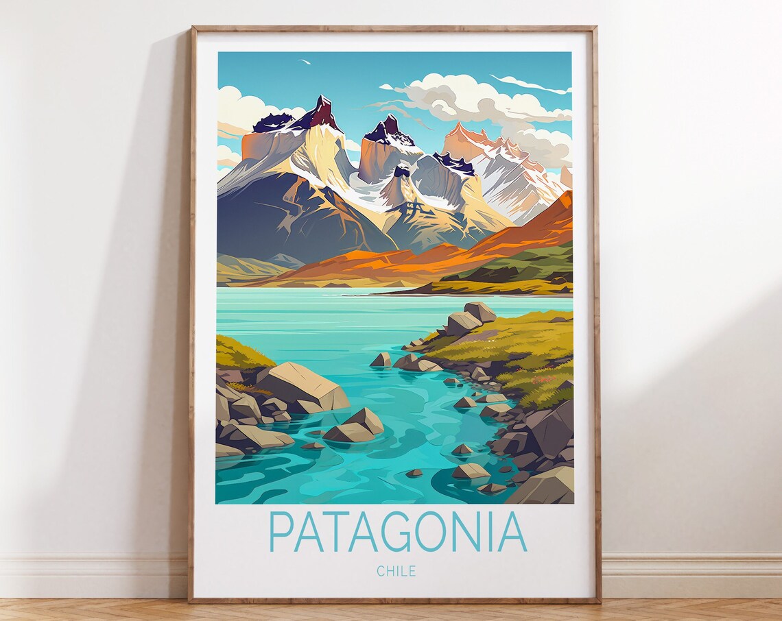 Patagonia Chile Travel Poster, Latin America Travel