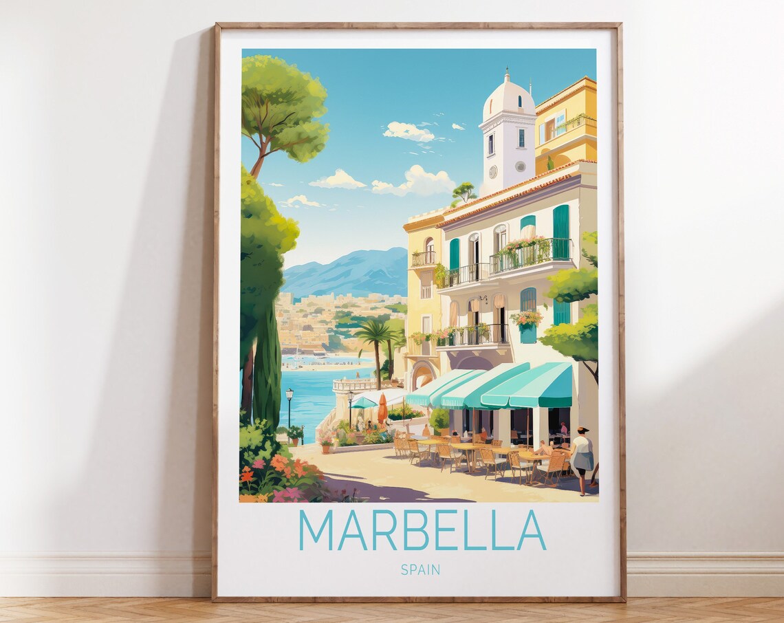 Marbella Spain Travel Poster, Spain Travel Art Print