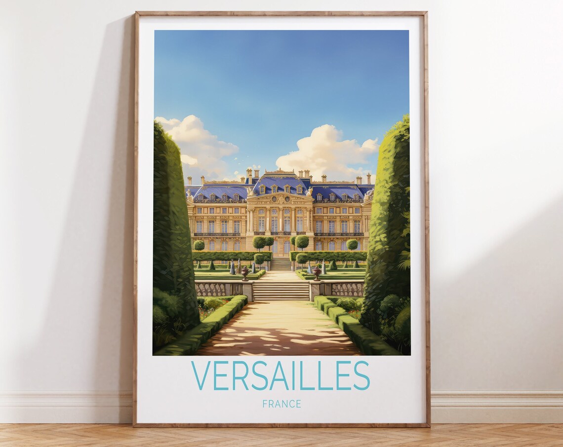 Versailles France Palace Gardens Chateau Vintage Travel Poster