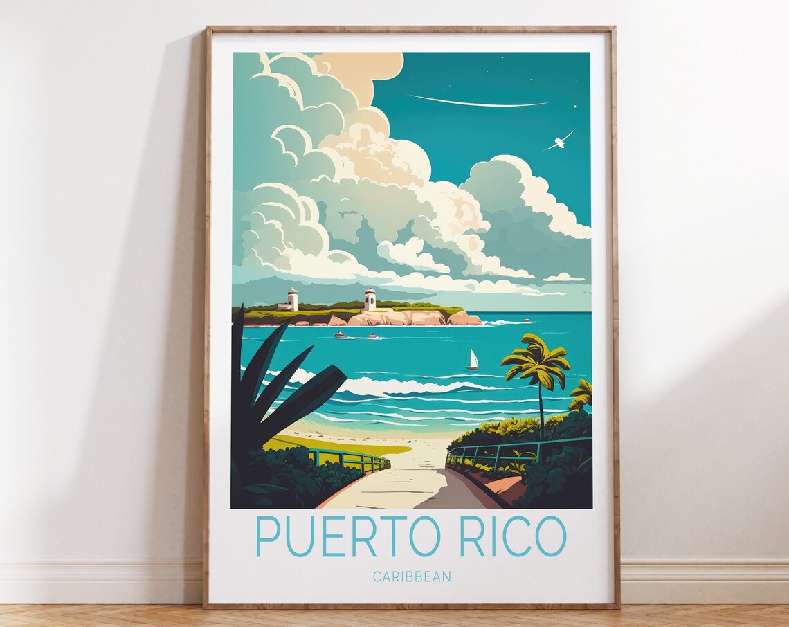Puerto Rico Caribbean Travel Poster, Travel Poster
