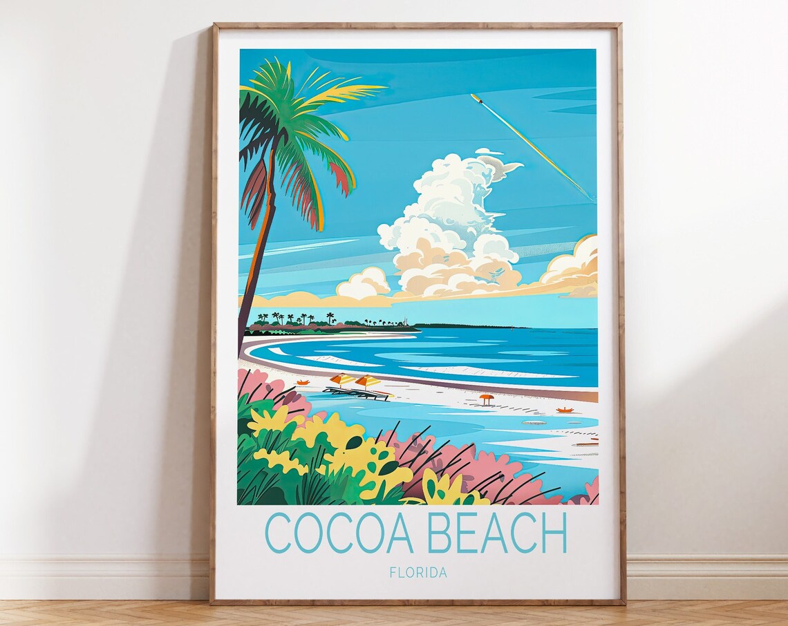 Cocoa Beach Travel Poster, Florida Travel Poster