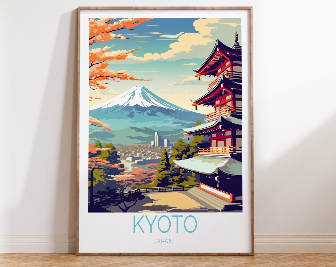 Kyoto Japan Travel Poster, Fuji Travel Art Print