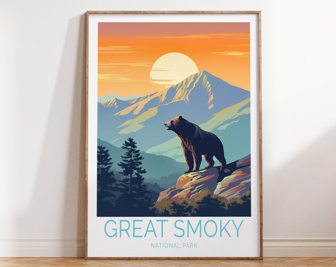 Great Smoky Mountains National Park Travel Poster Great Smoky Poster Great Smoky Mountains National Park Travel Wall Art Birthday Gift