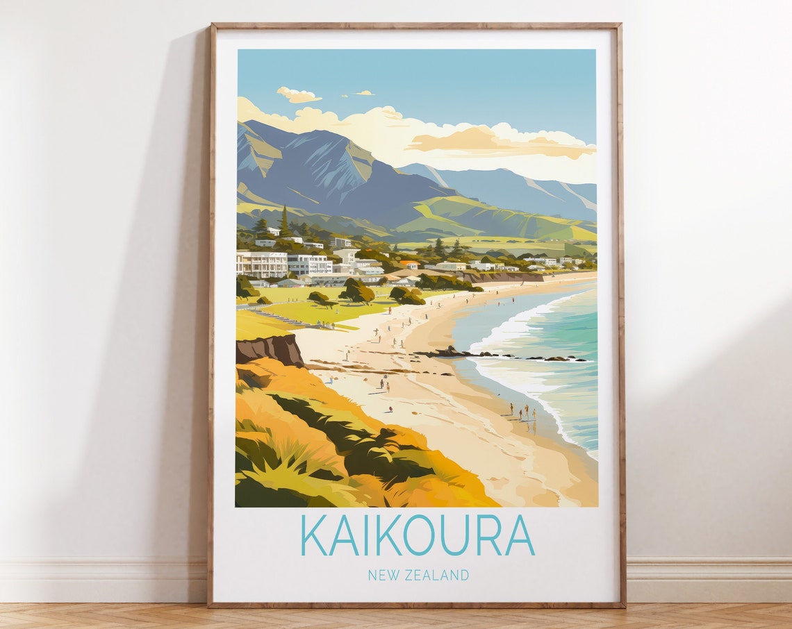 Kaikoura New Zealand Travel Poster Kaikoura New Zealand Poster Kaikoura New Zealand Travel Wall Art Birthday Presents Travel Wall Art