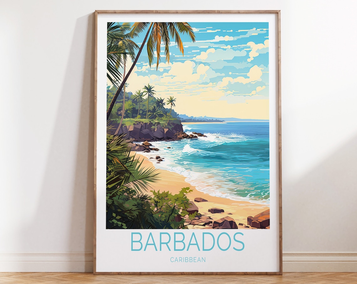 Barbados Travel Poster, Caribbean Island Art Print