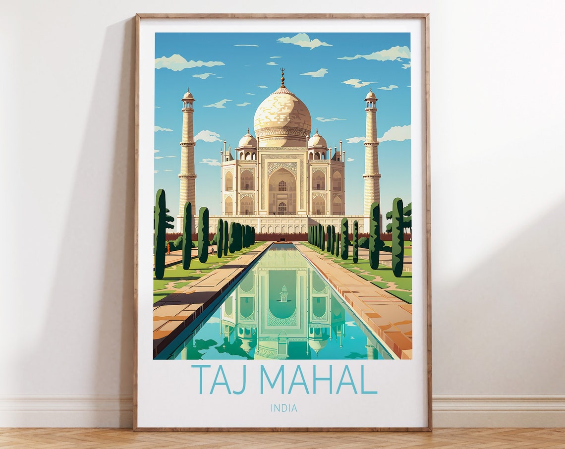 Taj Mahal India Travel Poster Taj Mahal India Travel Illustrations Traveler Wall Art Taj Mahal India Traveler Gift Poster