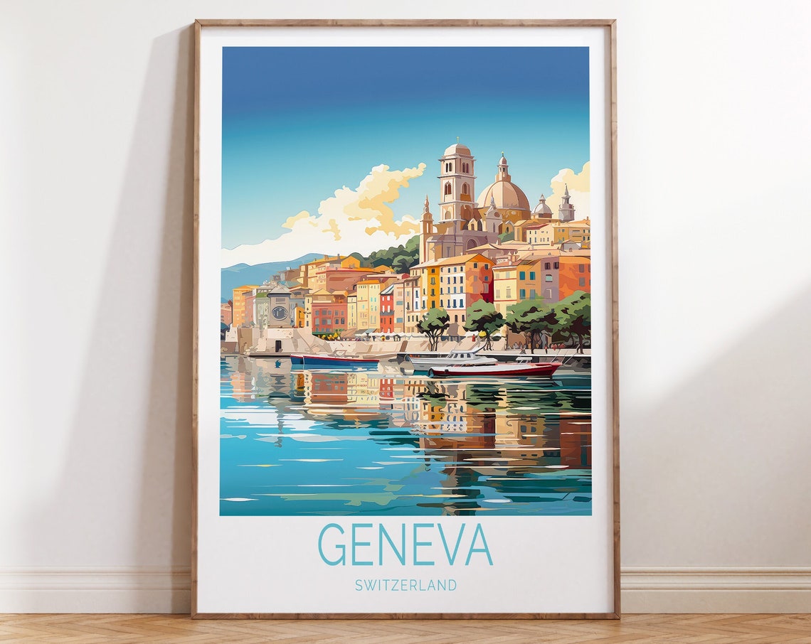 Geneva Switzerland Travel Poster Geneva Switzerland Travel Wall Art Geneva Poster Switzerland Travel Gift Birthday Gifts