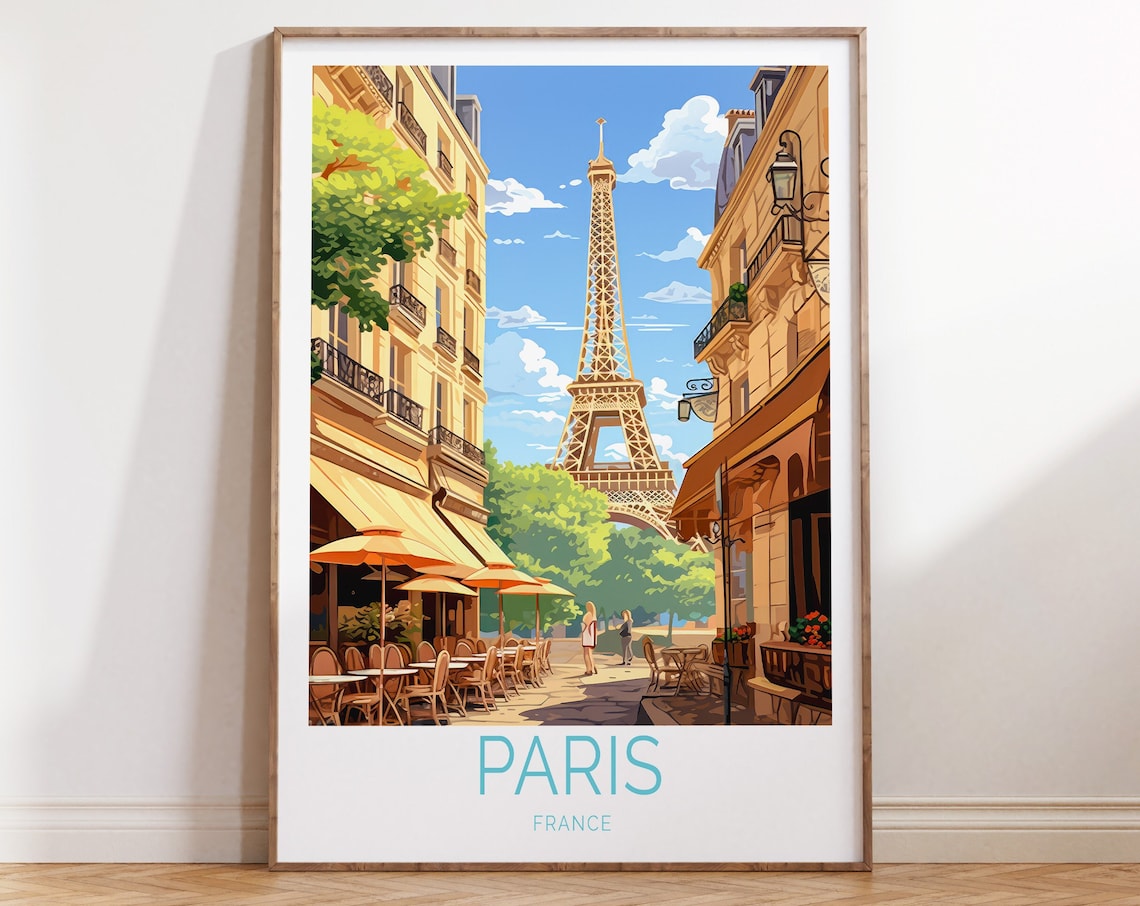 Paris Eiffel Tower Travel Poster, French Wall Art
