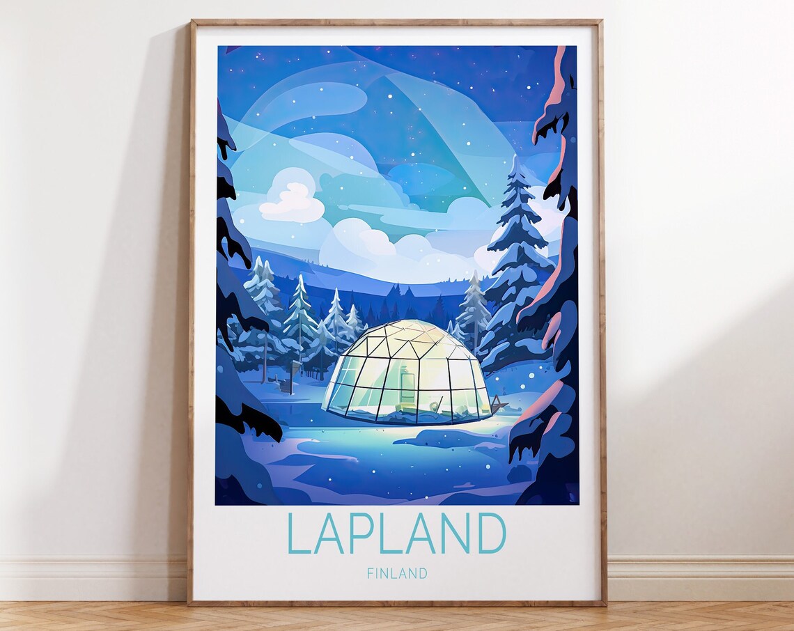 Lapland Finland Glass Igloo Northern Lights Snowy Forest Poster