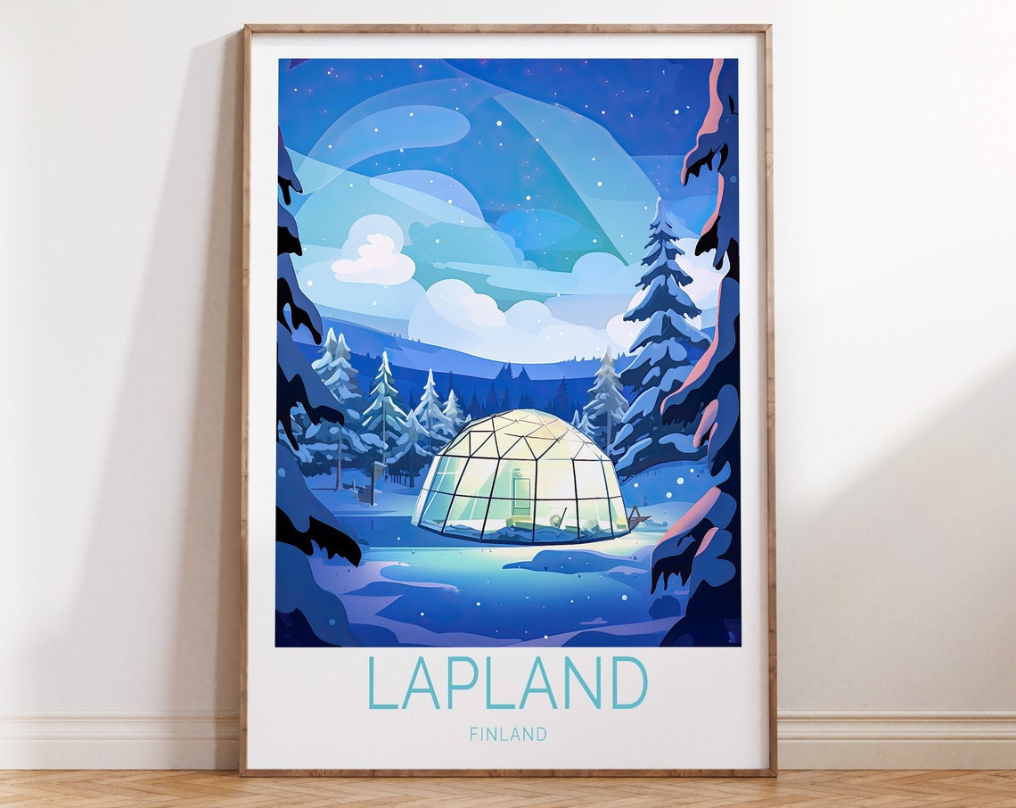 Lapland Finland Travel Poster Lapland Finland Wall Art Lapland Finland Travel Wall Art Lapland Travel Gift Lapland Finland
