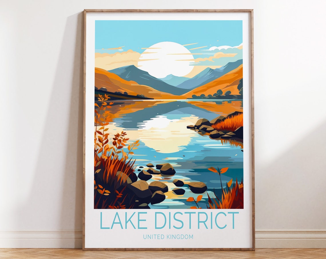Lake District England Autumn Sunset Lake Mountain Reflections Poster