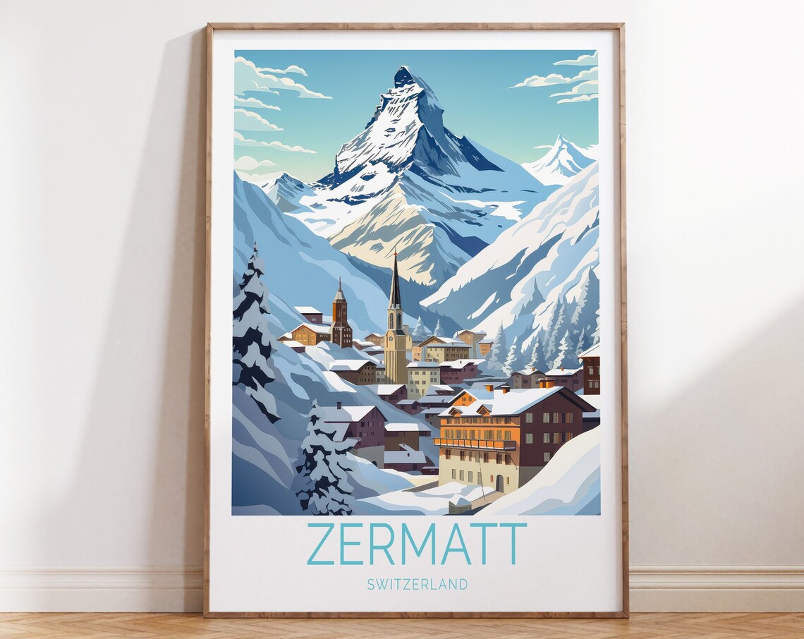 Zermatt Switzerland Winter Travel Poster