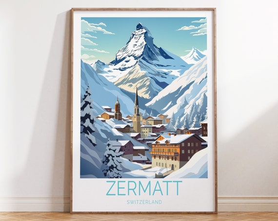Zermatt Switzerland Winter Travel Poster