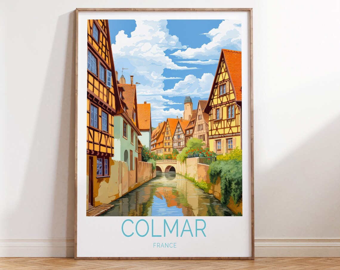 Colmar France Half Timbered Houses Canal Alsace Travel Poster