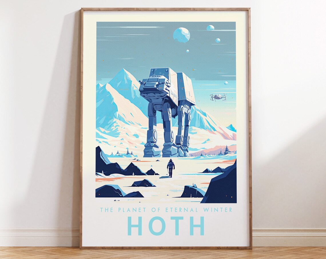 Hoth Star Wars Travel Poster, Galaxy Wall Art